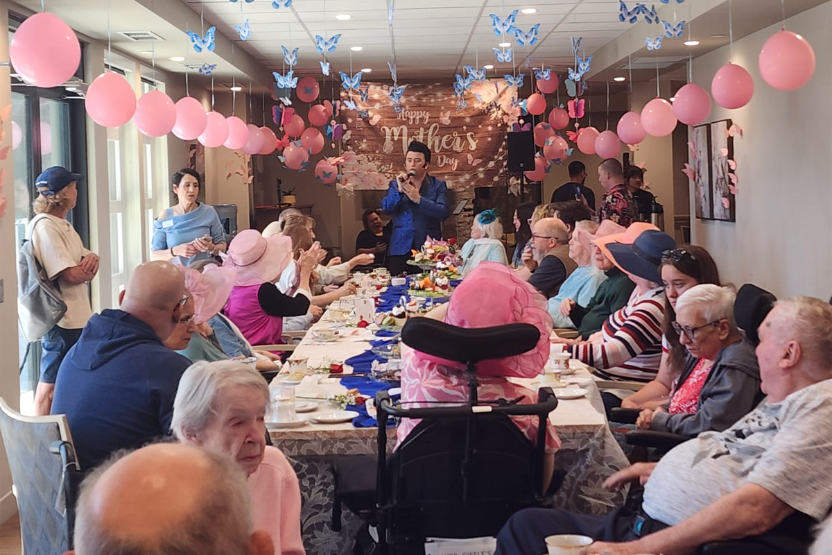 Residents and families sharing meaningful moments during Mother’s Day celebrations at Bayview Seniors Community
